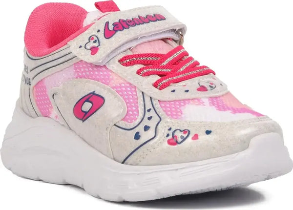 Baskets Fille Confort & Style – Modèle Cœur Rose et Blanc